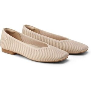 Vivaia Margot 2.0 Almond Square-Toe V-Cut Beige Knit Ballet Flats Size 37